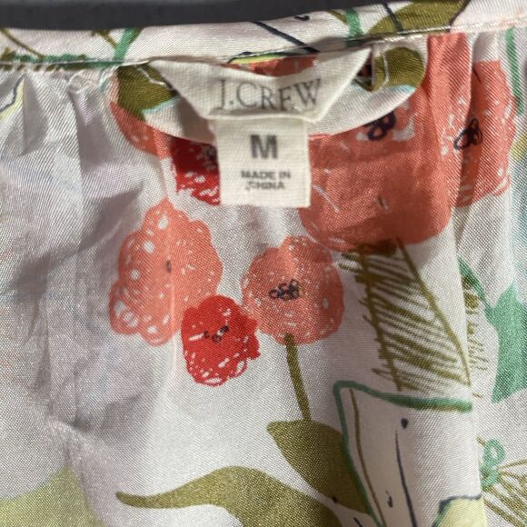 J CREW Mini Dress 100% Silk Floral Sleeveless V-Neck Womens M Cream Orange - Picture 4 of 10